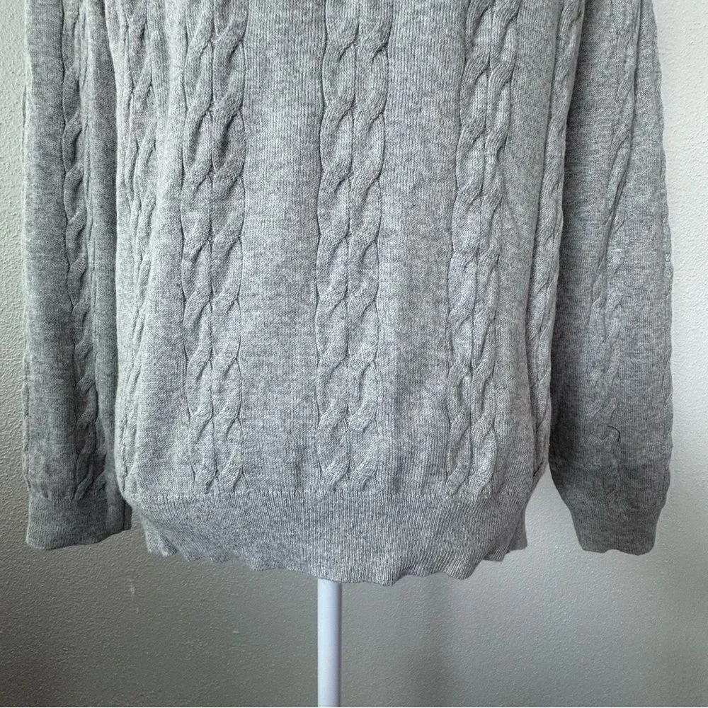 Isaac Mizrahi Live Gray Sweater Cable Knit Gemstone QVC Cardigan Size Small